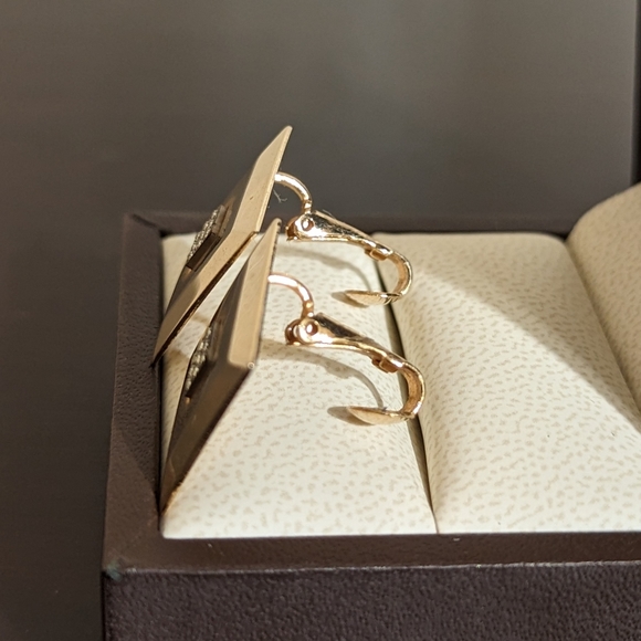 Art Deco Gold Earrings - Picture 2 of 2